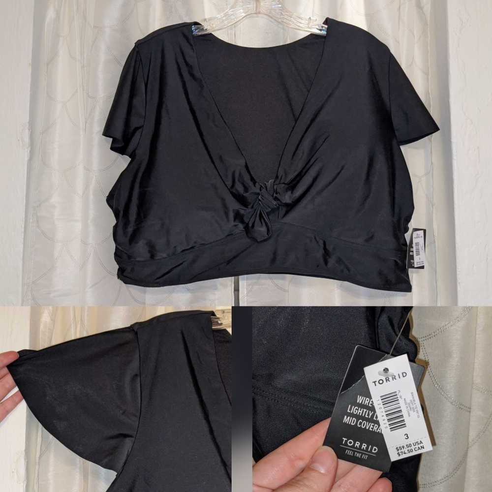 Cap sleeve swim top